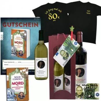 80 Euro Waldi Weihnachtspakte Buch T-Shirt Wein - Bild