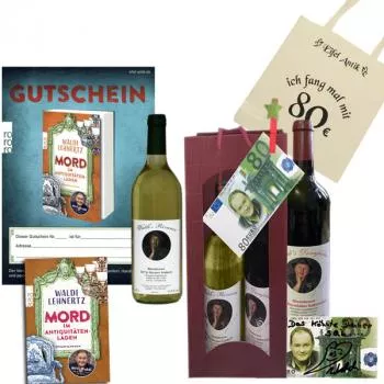 80 Euro Waldi Weihnachtspakte Buch Tasche Wein - Bild